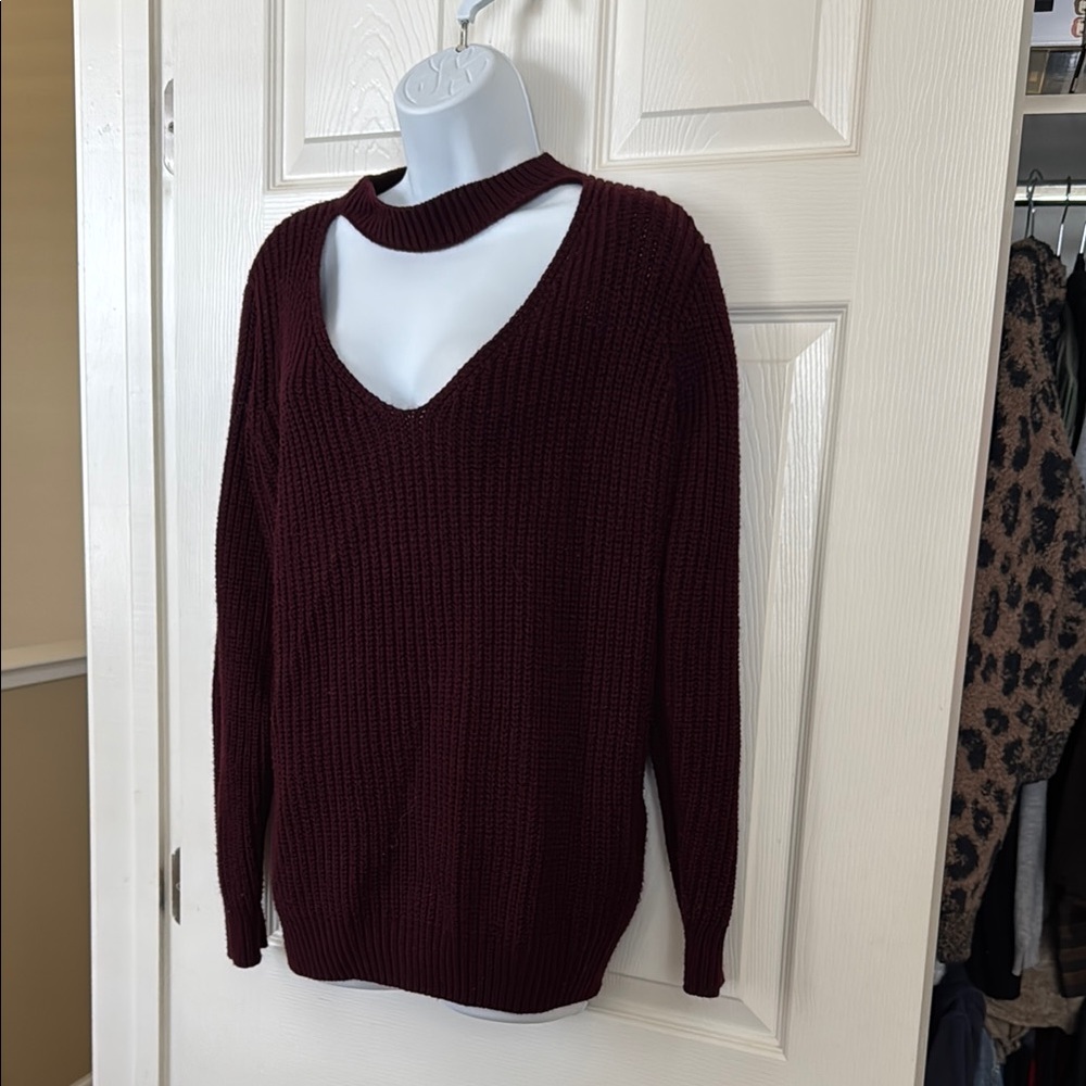 Women's Burgundy Sweater Forever 21 Large